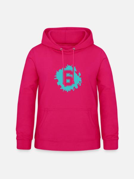 Sechs im Farbspritzer - Frauen Hoodie - dunkles Pink