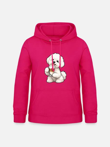Bichon Frisé mit Latte Macchiato - Frauen Hoodie - dunkles Pink