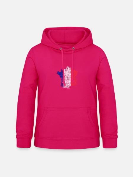 Frankreich Kartenflagge im Strichstil - Frauen Hoodie - dunkles Pink