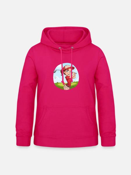 Golferin Cartoon - Frauen Hoodie - dunkles Pink