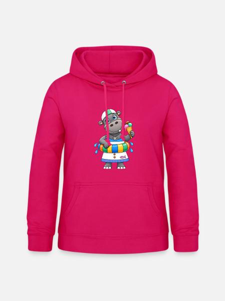 Nilpferd Sommer Lustiges Hippo - Frauen Hoodie - dunkles Pink