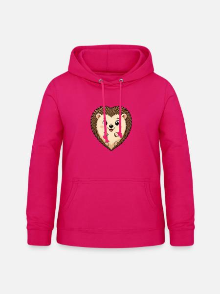 Kuscheliger Igel Herzchendesign - Frauen Hoodie - dunkles Pink