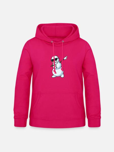 Dab Snowman Cartoon - Frauen Hoodie - dunkles Pink