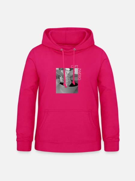 Gartenzwerg im Monochrom-Look - Frauen Hoodie - dunkles Pink