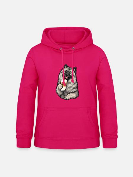 Keeshond mit Latte Macchiato - Frauen Hoodie - dunkles Pink