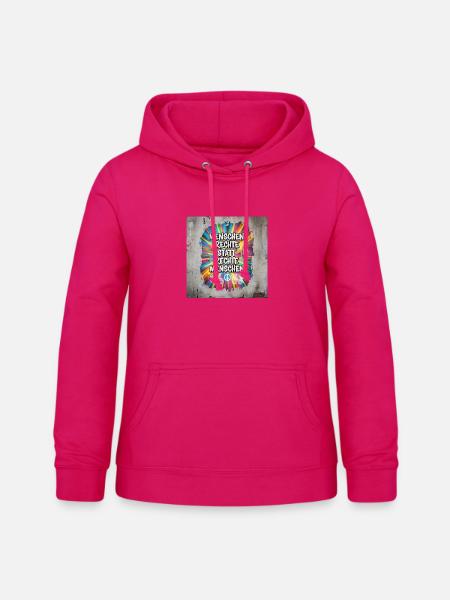Menschenrechte statt rechte Menschen Statement - Frauen Hoodie - dunkles Pink