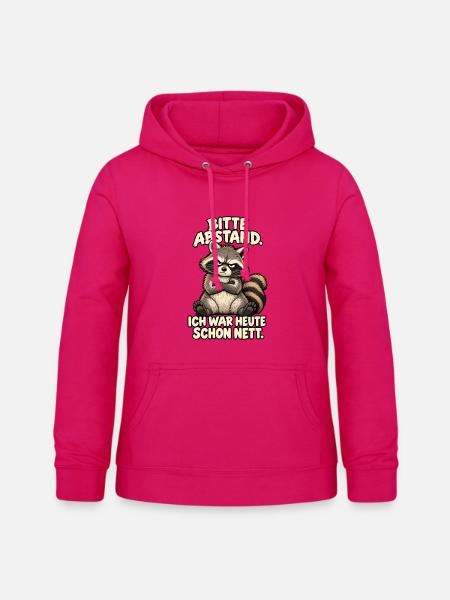 Waschbär Bitte Abstand - Frauen Hoodie - dunkles Pink