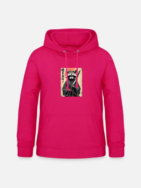 Waschbär Samurai im Kimono - Frauen Hoodie - dunkles Pink
