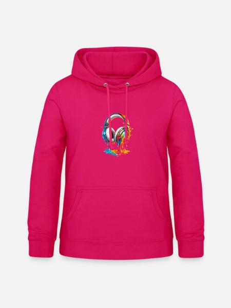 Bunte Kopfhörer Mit Farbverlauf Für - Frauen Hoodie - dunkles Pink