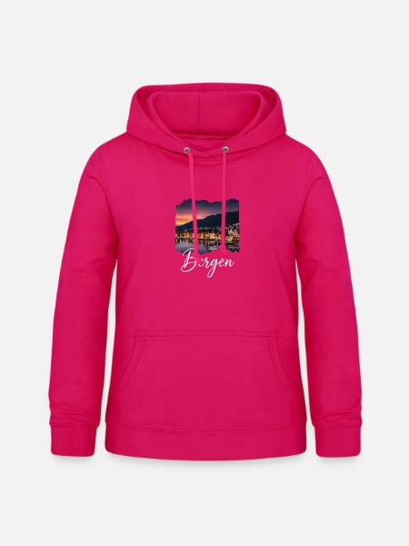 Bergen Hafenabend - Frauen Hoodie - dunkles Pink