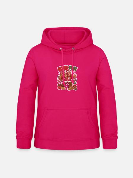 Bigfoot Santa mit Geschenken - Frauen Hoodie - dunkles Pink