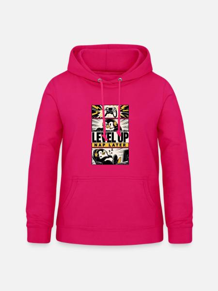 Level Up – Nap Later Gaming-Pinguin - Frauen Hoodie - dunkles Pink