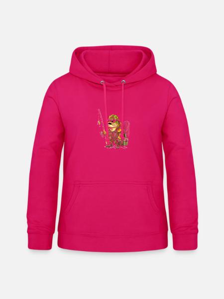 Froschangler im Camouflage-Outfit - Frauen Hoodie - dunkles Pink