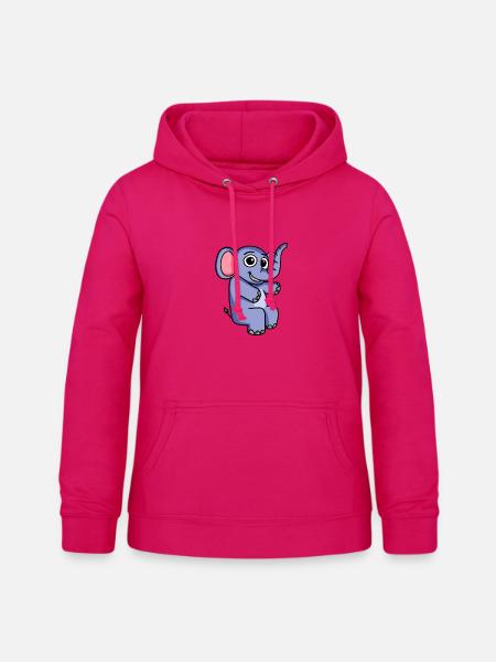 Elefant Motiv - Frauen Hoodie - dunkles Pink