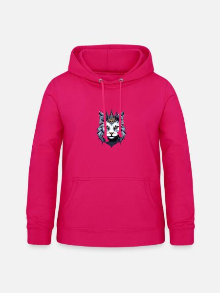 Katze Kopf mit Krone - Frauen Hoodie - dunkles Pink