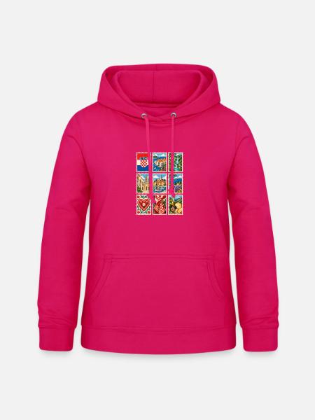 Kroatien Briefmarken - Frauen Hoodie - dunkles Pink