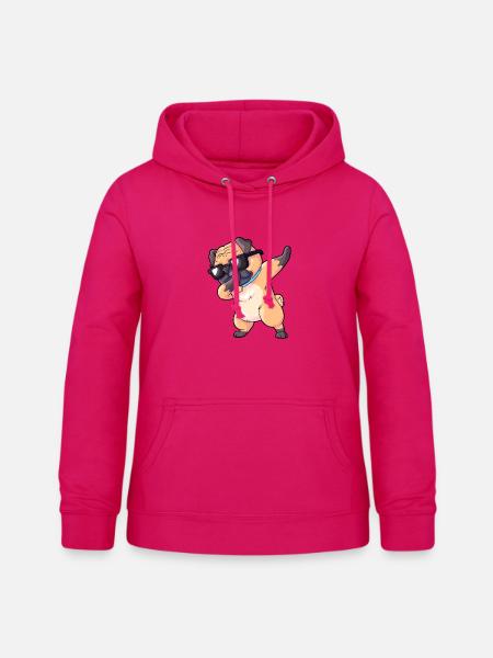 Mops Dab - Frauen Hoodie - dunkles Pink