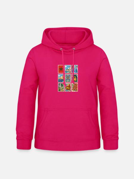 Marokko Briefmarken - Frauen Hoodie - dunkles Pink