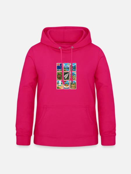 Neuseeland Briefmarken - Frauen Hoodie - dunkles Pink