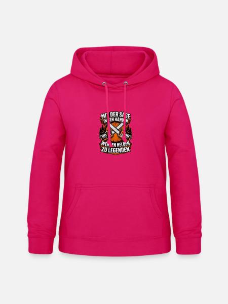 Sägehelden im Wald - Frauen Hoodie - dunkles Pink