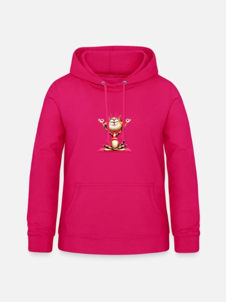 Katze macht Yoga | Meditationskatze - Frauen Hoodie - dunkles Pink