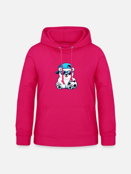 Eisbär Fußball Cool Sommer Cartoon - Frauen Hoodie - dunkles Pink