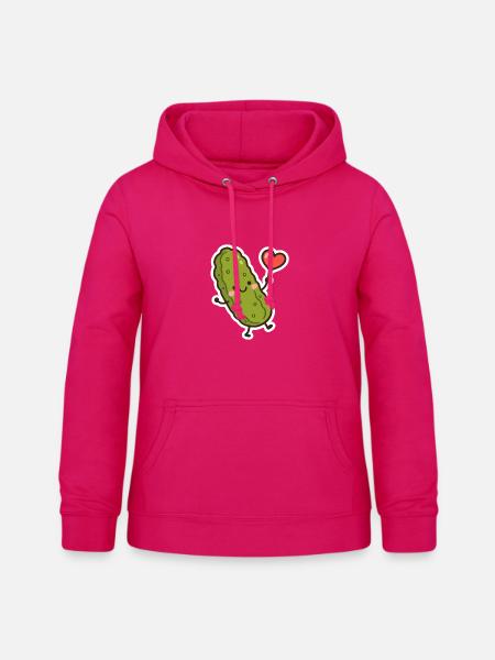 Kuschelige Gurke mit Herz - Frauen Hoodie - dunkles Pink