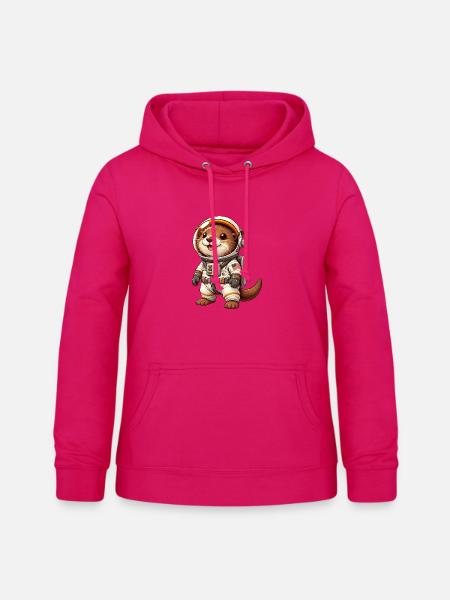 Otter Astronaut im Weltraum Cartoon - Frauen Hoodie - dunkles Pink