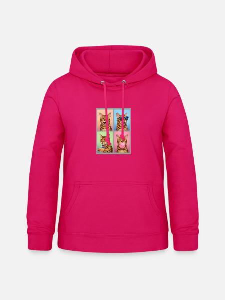 Katzen Bengal Katze - Frauen Hoodie - dunkles Pink