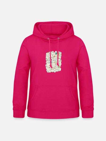 Gesichter auf und über Gesichter - Frauen Hoodie - dunkles Pink
