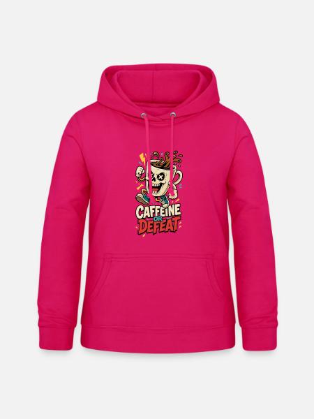 Kaffee-Totenkopf – Caffeine or Defeat - Frauen Hoodie - dunkles Pink