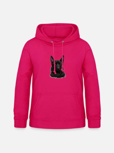 Schwarzer Schäferhund Porträt - Frauen Hoodie - dunkles Pink