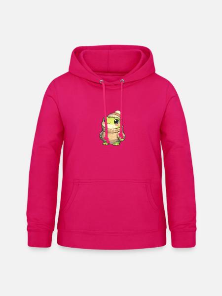 Kuschelfrosch im Winterpullover - Frauen Hoodie - dunkles Pink