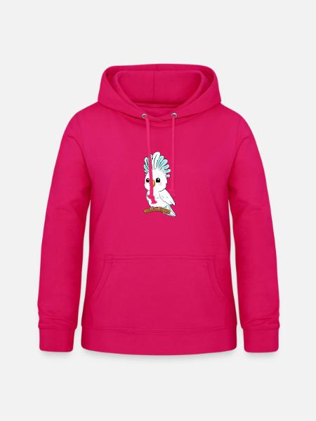 Weißer Kakadu mit blauem Kamm - Frauen Hoodie - dunkles Pink