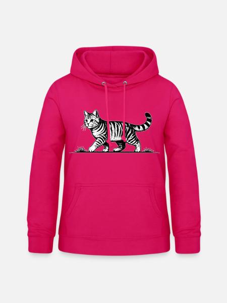 Katze Laufende Katze - Frauen Hoodie - dunkles Pink