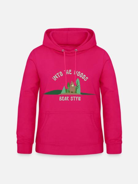 Bär Stil Im Wald Illustration - Frauen Hoodie - dunkles Pink