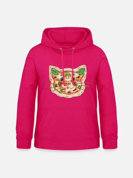 Pizza Katze - Frauen Hoodie - dunkles Pink