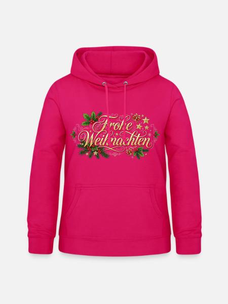 Frohe Weihnachten - Goldener Schriftzug - Frauen Hoodie - dunkles Pink