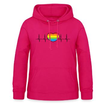 Peace EKG Schwarz.PNG - Frauen Hoodie - dunkles Pink - Vorne - AI Model Female 172 light (172cm)