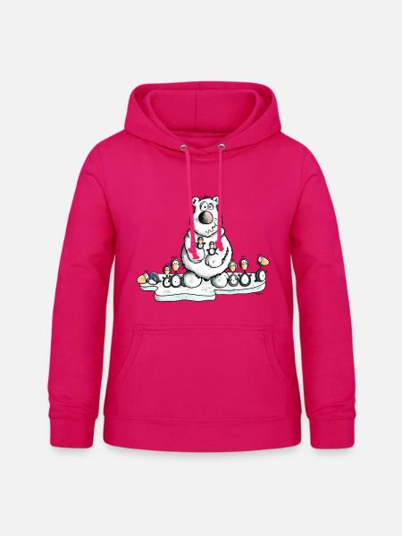 Eisbär mit Pinguinen - Frauen Hoodie - dunkles Pink