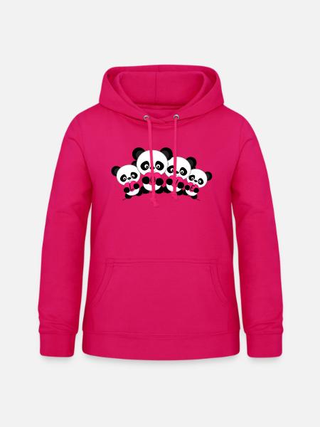 Panda Team Love - Frauen Hoodie - dunkles Pink