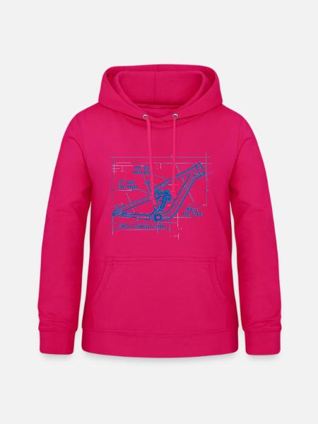 MTB Blueprint: Full-Suspension Rahmen Tech - Frauen Hoodie - dunkles Pink