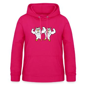 2 Eulen Bodybuilder Muskeln Bizeps Posen Gym Rat - Frauen Hoodie - dunkles Pink - Vorne - AI Model Female 172 light (172cm)