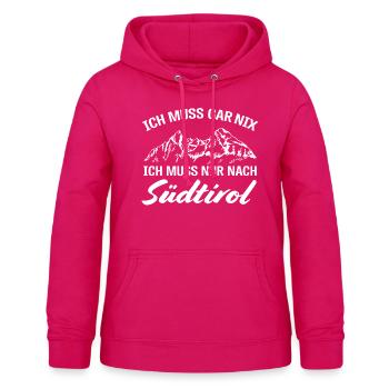 Ich muss nur nach Südtirol Südtiroler/in Berge - Frauen Hoodie - dunkles Pink - Vorne - AI Model Female 172 light (172cm)