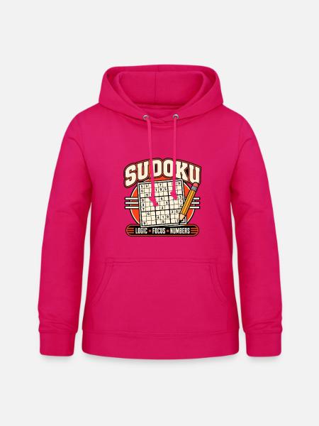 Sudoku-Logikzahlen - Frauen Hoodie - dunkles Pink