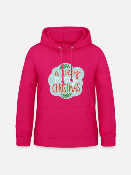 Weihnachtsaufkleber - Frauen Hoodie - dunkles Pink