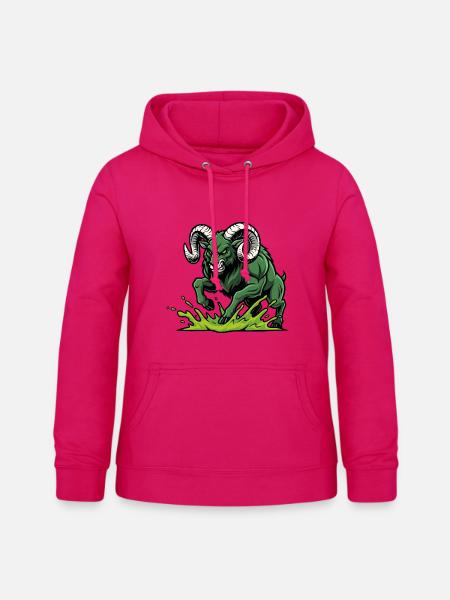 Ram Green Toxic Charge Maskottchen Ram - Frauen Hoodie - dunkles Pink