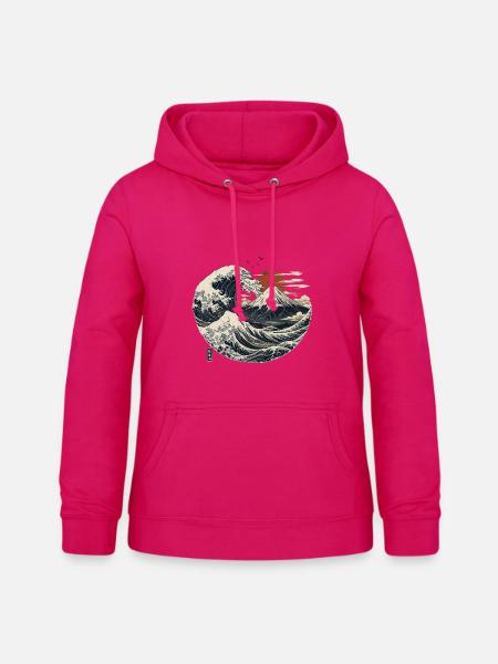 Fujiyama Wave - Frauen Hoodie - dunkles Pink