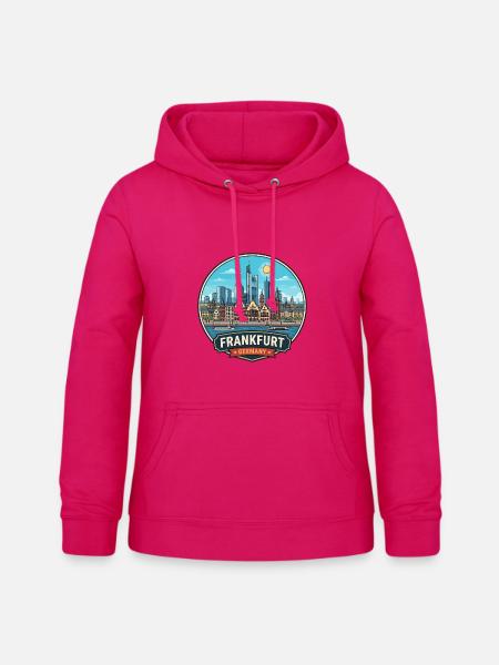 Frankfurter Deutschland Romerberg Skyline-Abzeichen - Frauen Hoodie - dunkles Pink