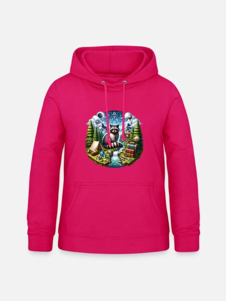 Outdoor Waschbär - Frauen Hoodie - dunkles Pink